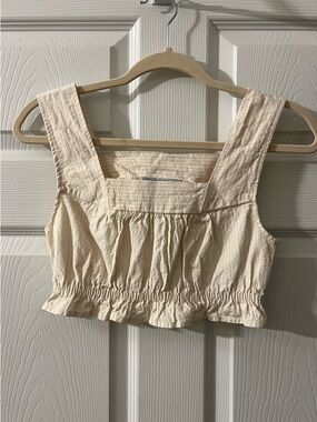 Urban Renewal Cream Smocked Square-Neck Crop